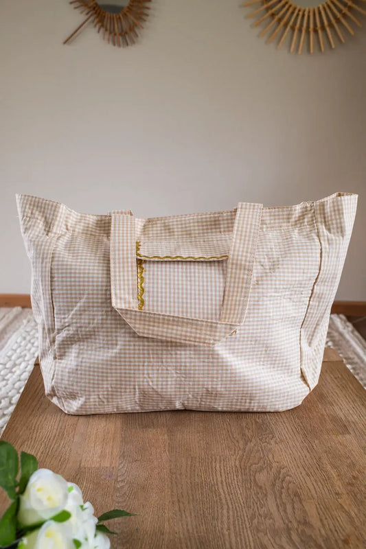Sac cabas Vichy beige