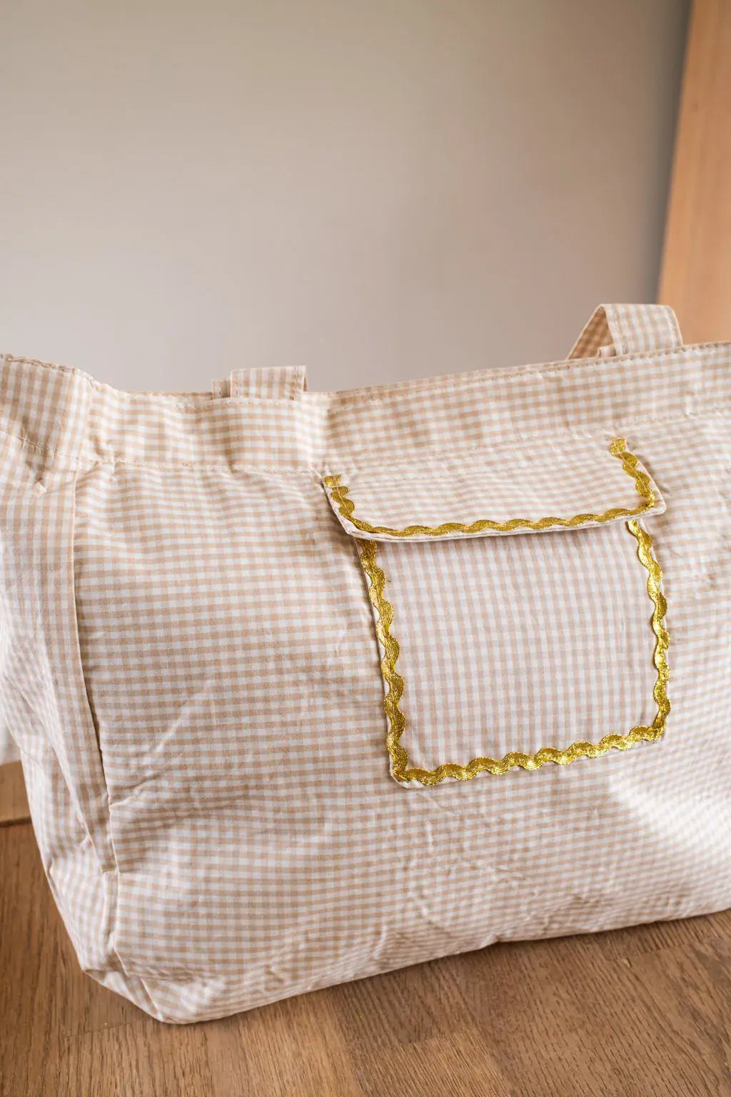 Sac cabas Vichy beige