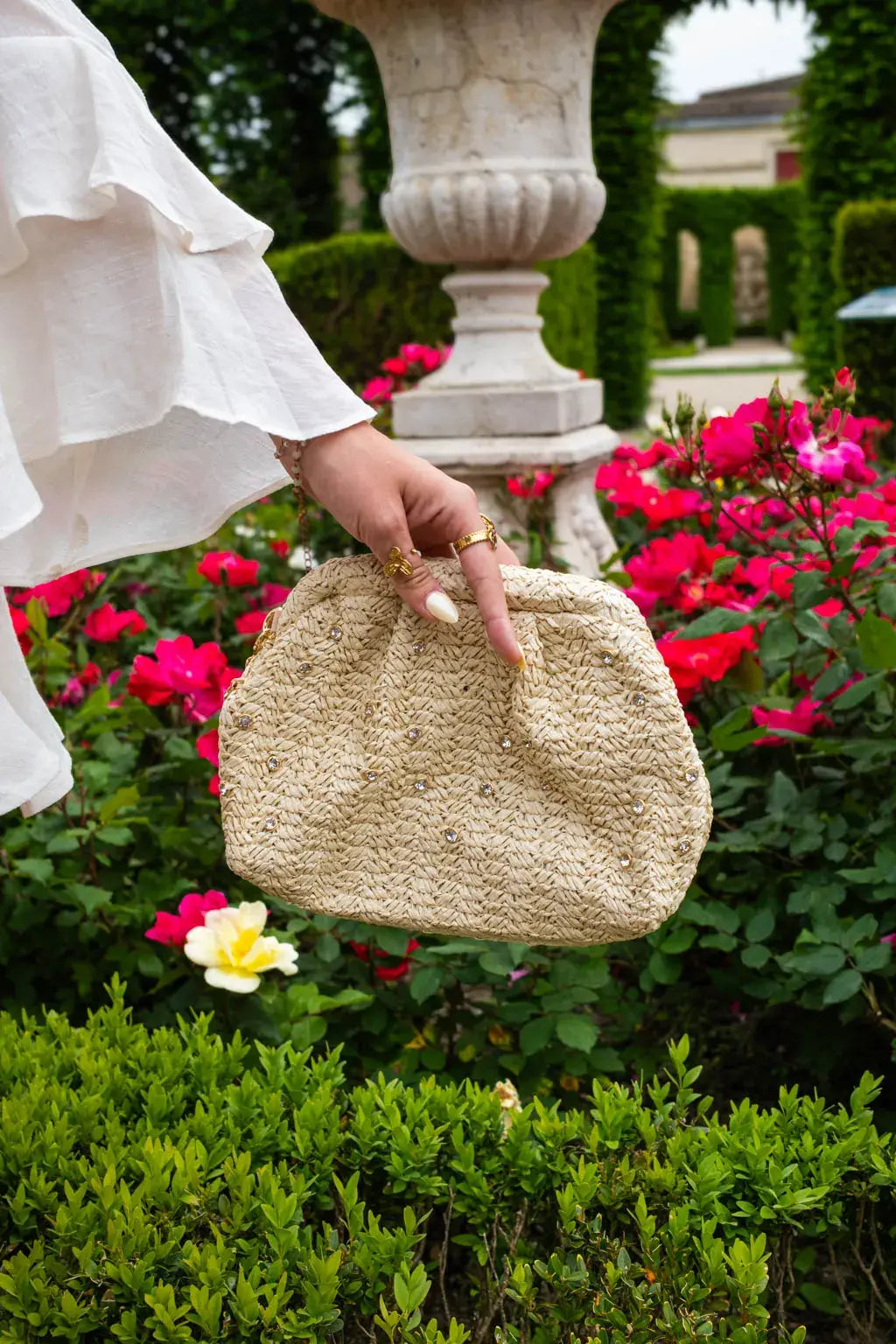 Pochette en fibre naturelle beige