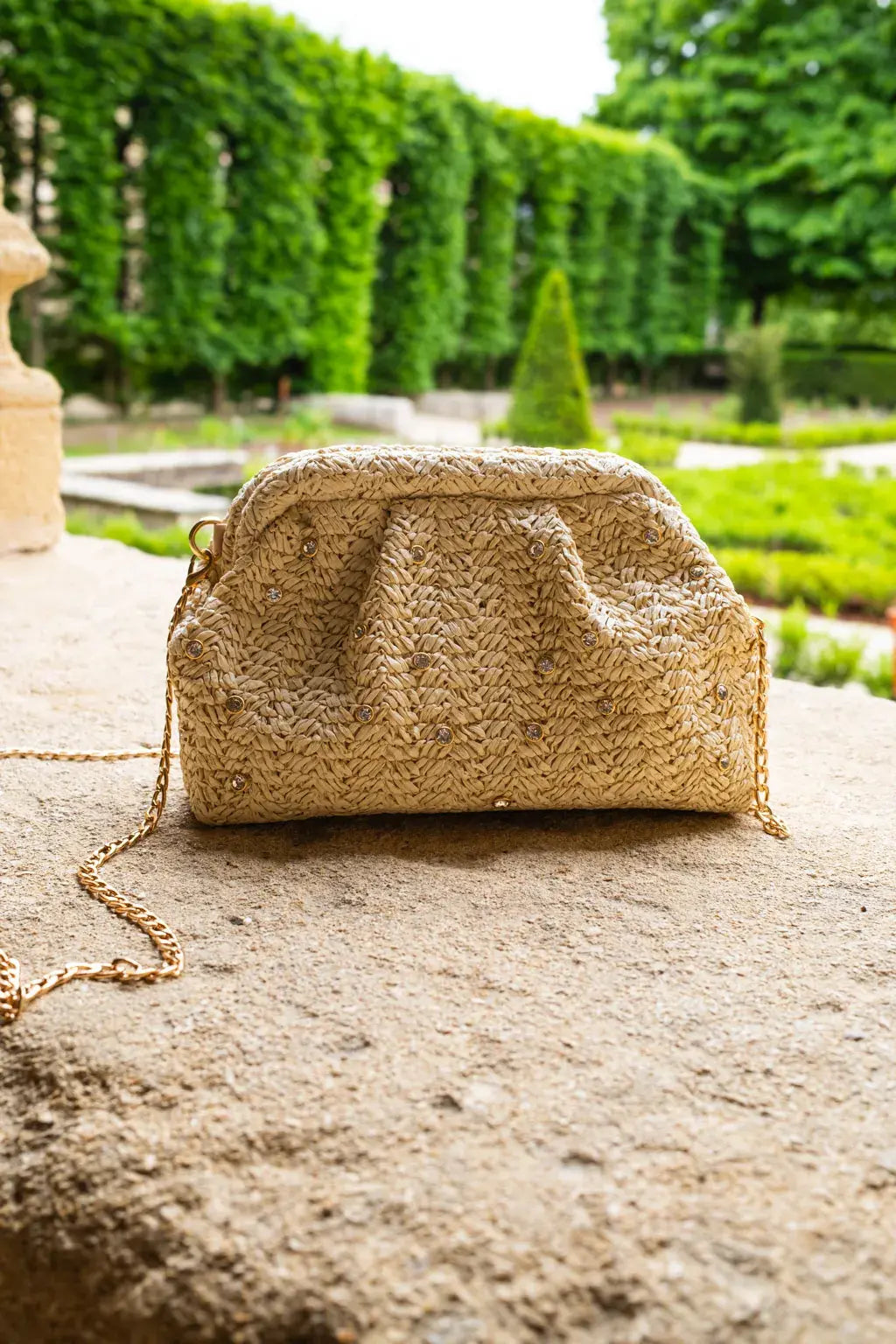 Pochette en fibre naturelle beige