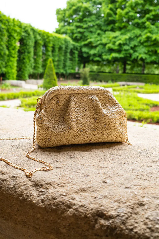 Pochette en fibre naturelle beige