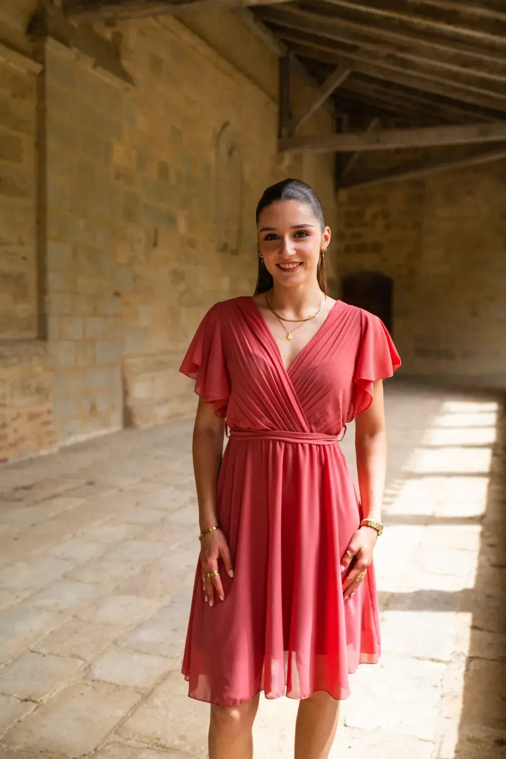 Robe Mila courte vieux rose