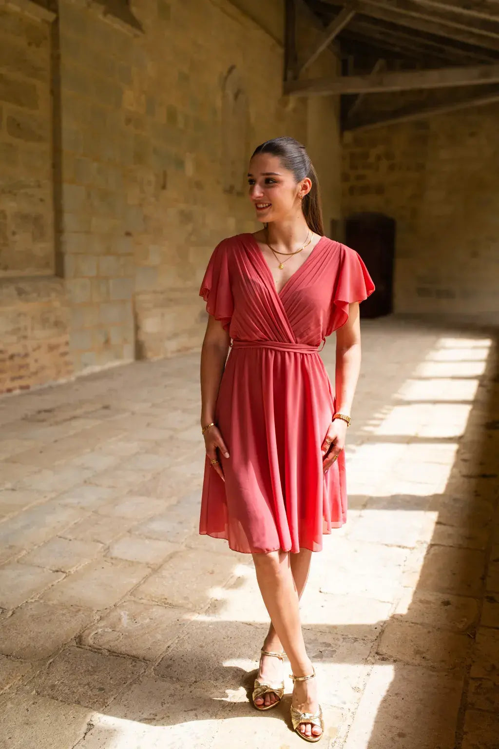 Robe Mila courte vieux rose