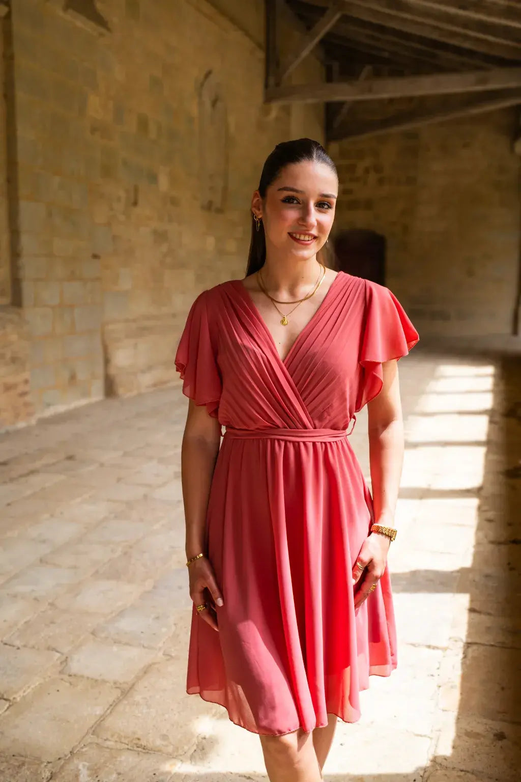 Robe Mila courte vieux rose