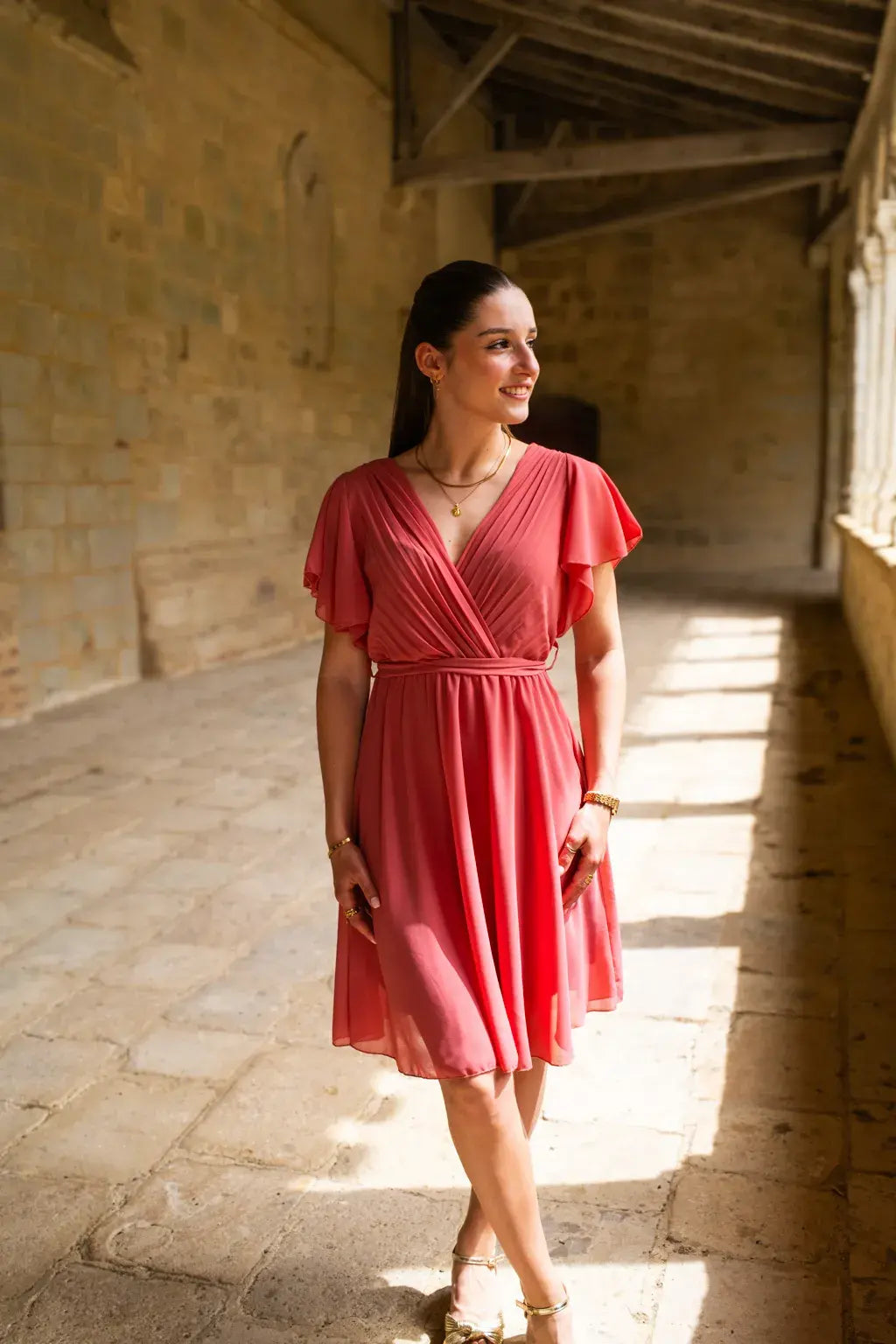 Robe Mila courte vieux rose