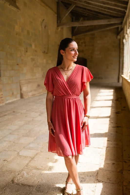 Robe Mila courte vieux rose