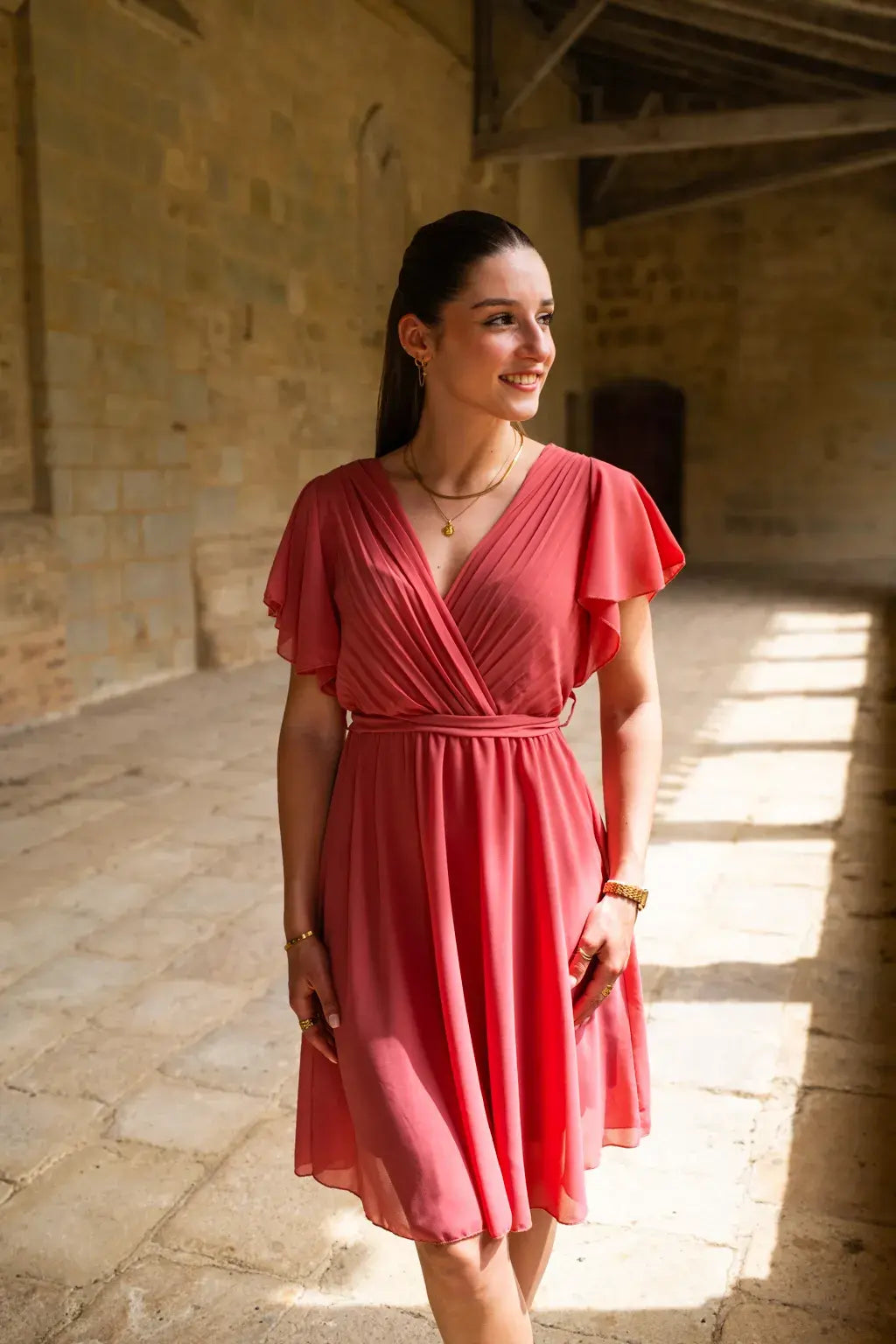 Robe Mila courte vieux rose