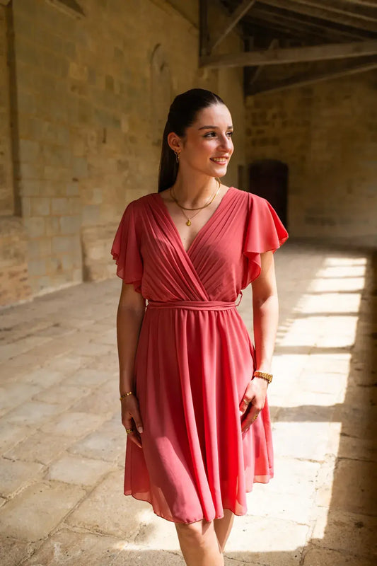 Robe Mila courte vieux rose