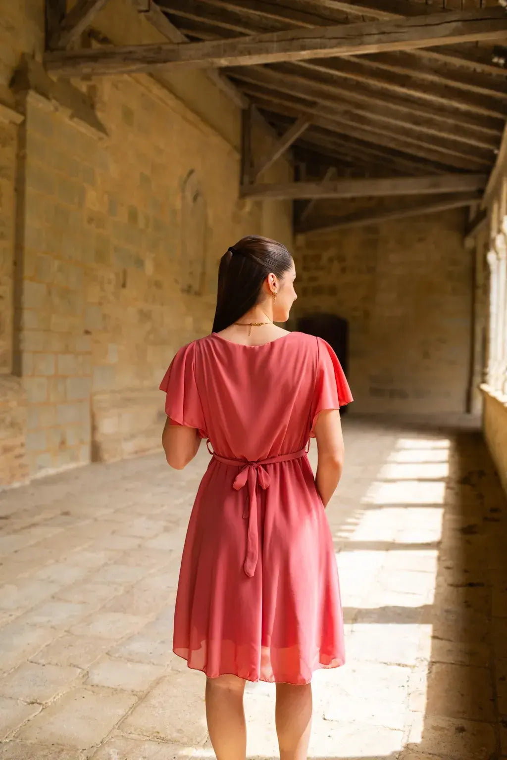 Robe Mila courte vieux rose