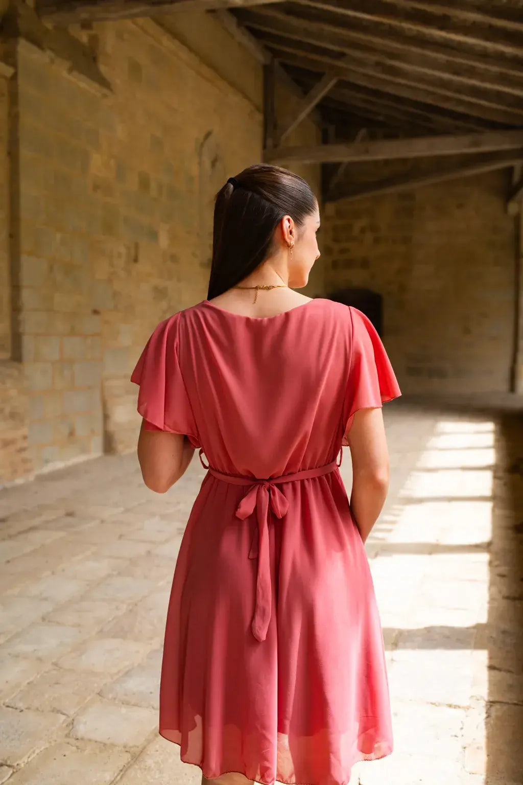Robe Mila courte vieux rose