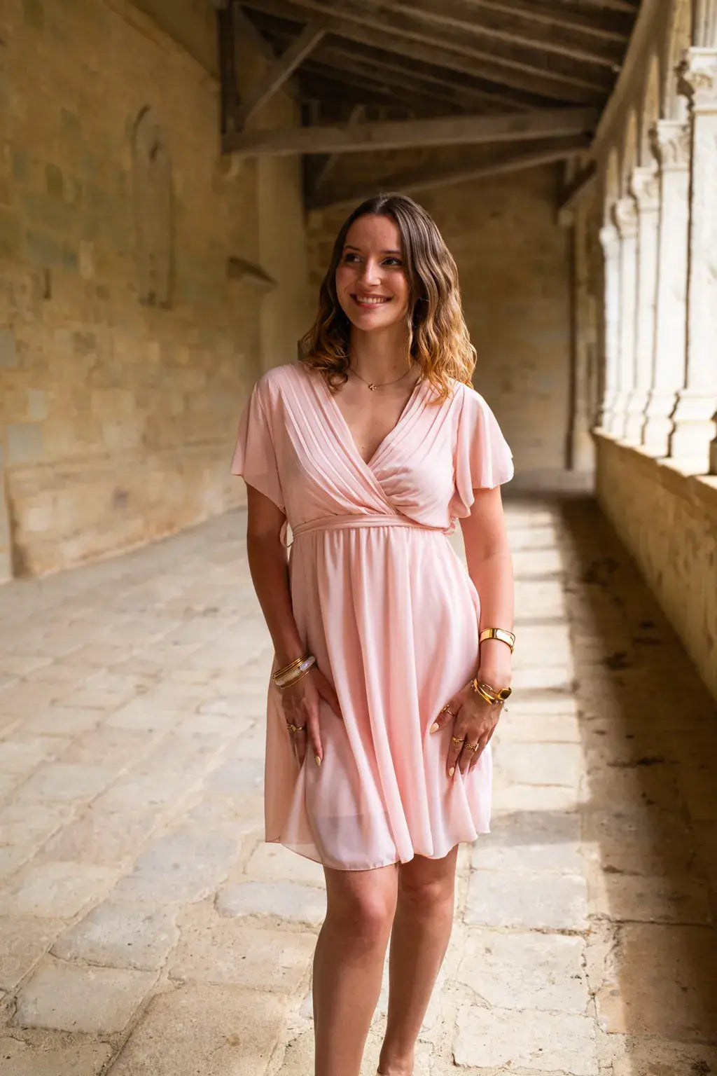 Robe Mila courte rose