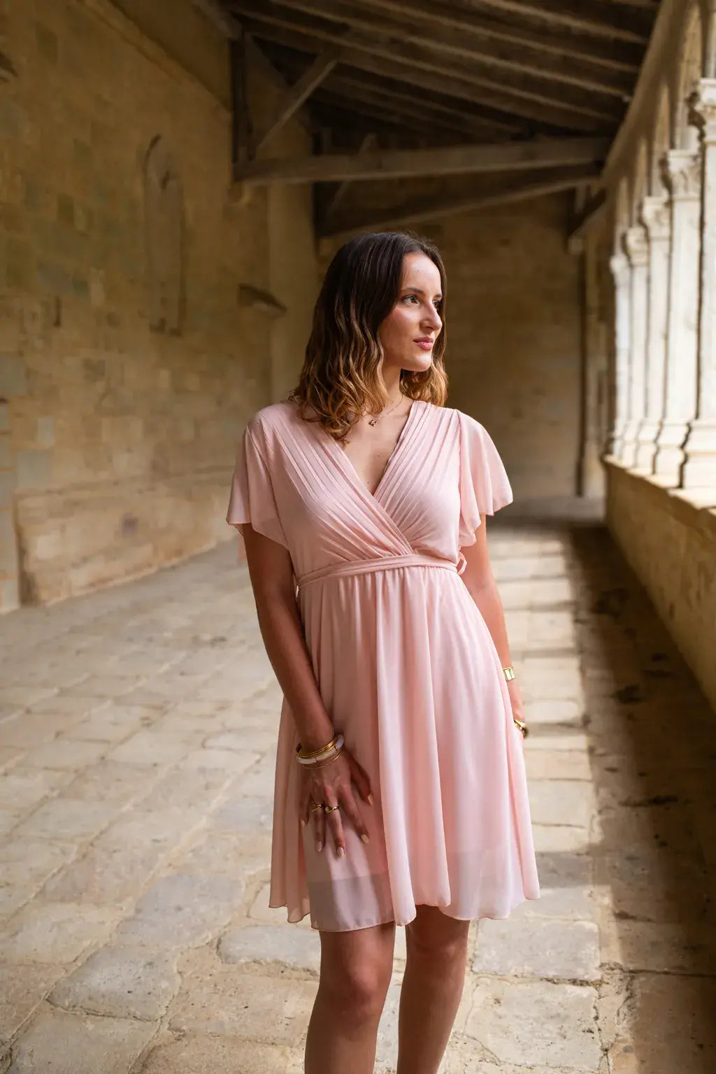 Robe Mila courte rose