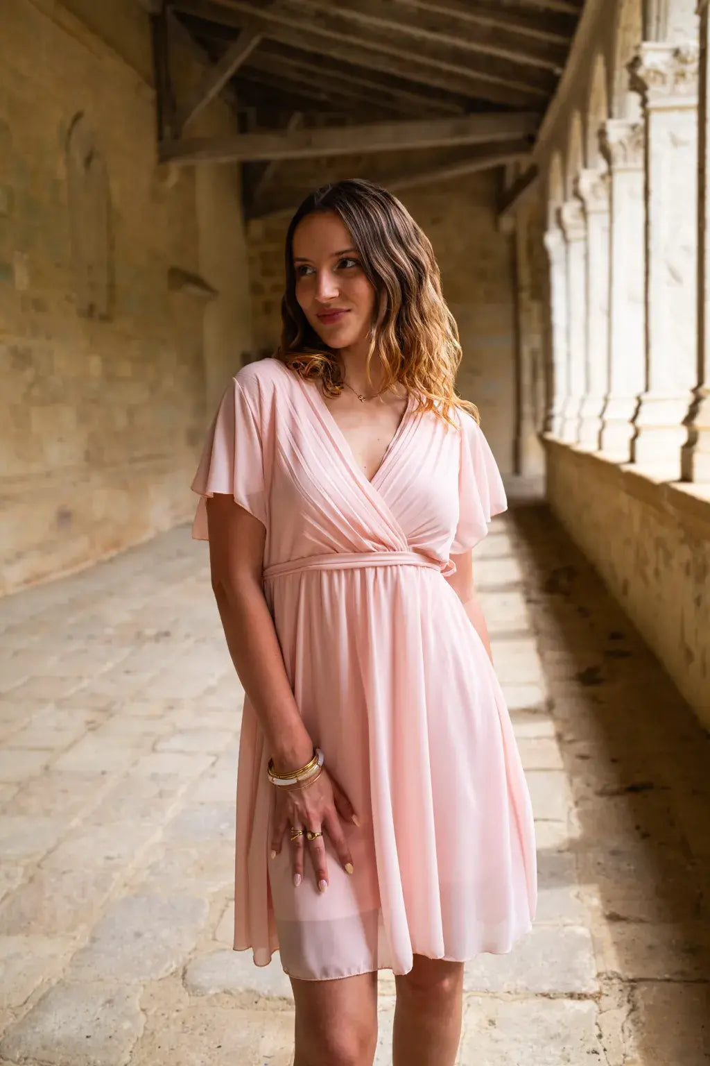 Robe Mila courte rose