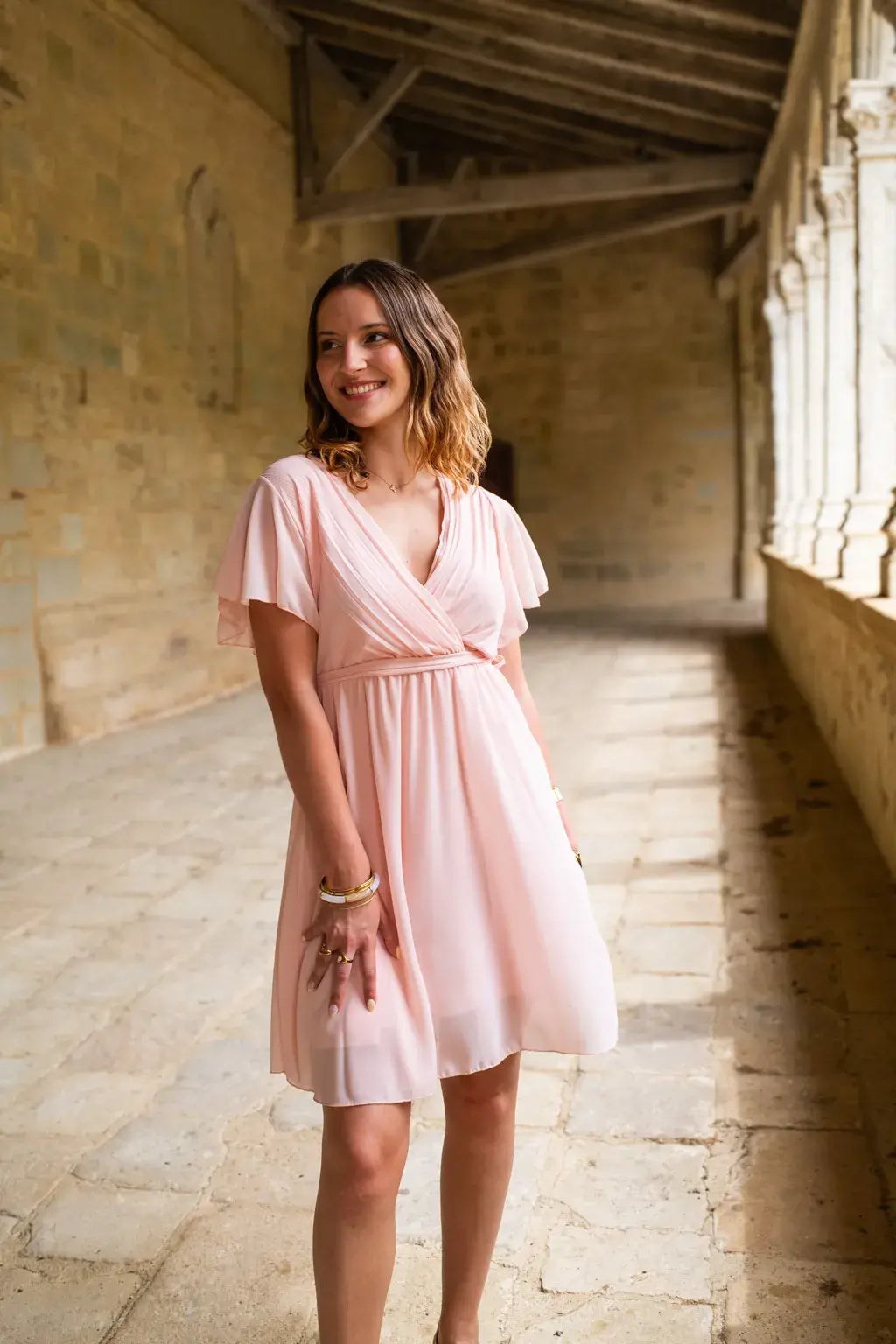 Robe Mila courte rose