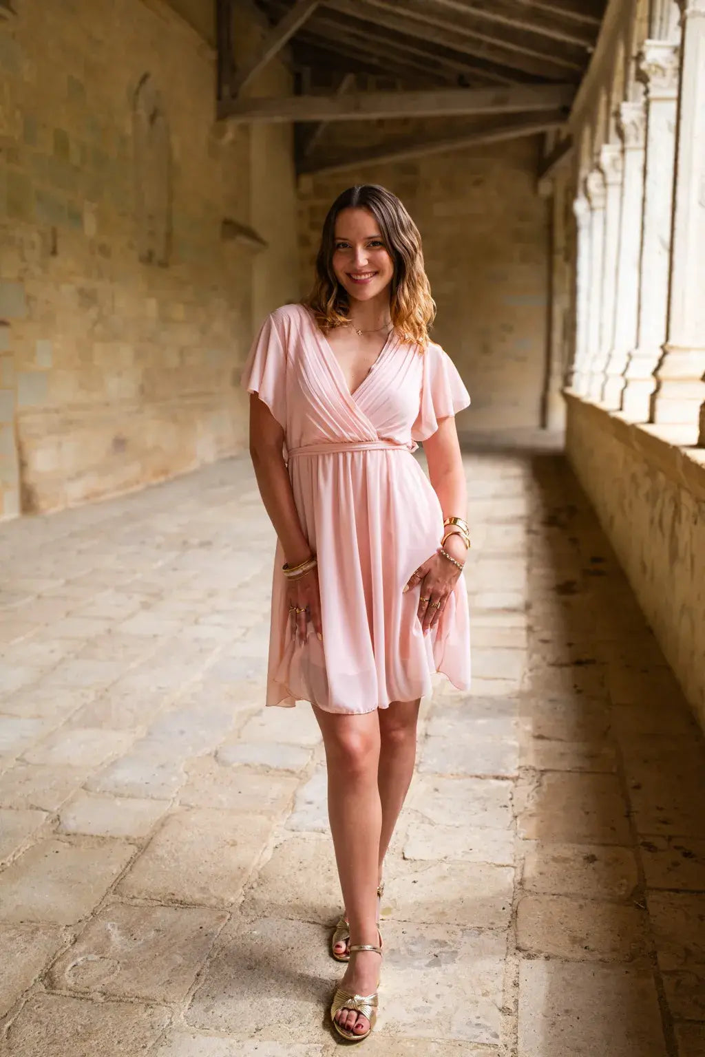 Robe Mila courte rose