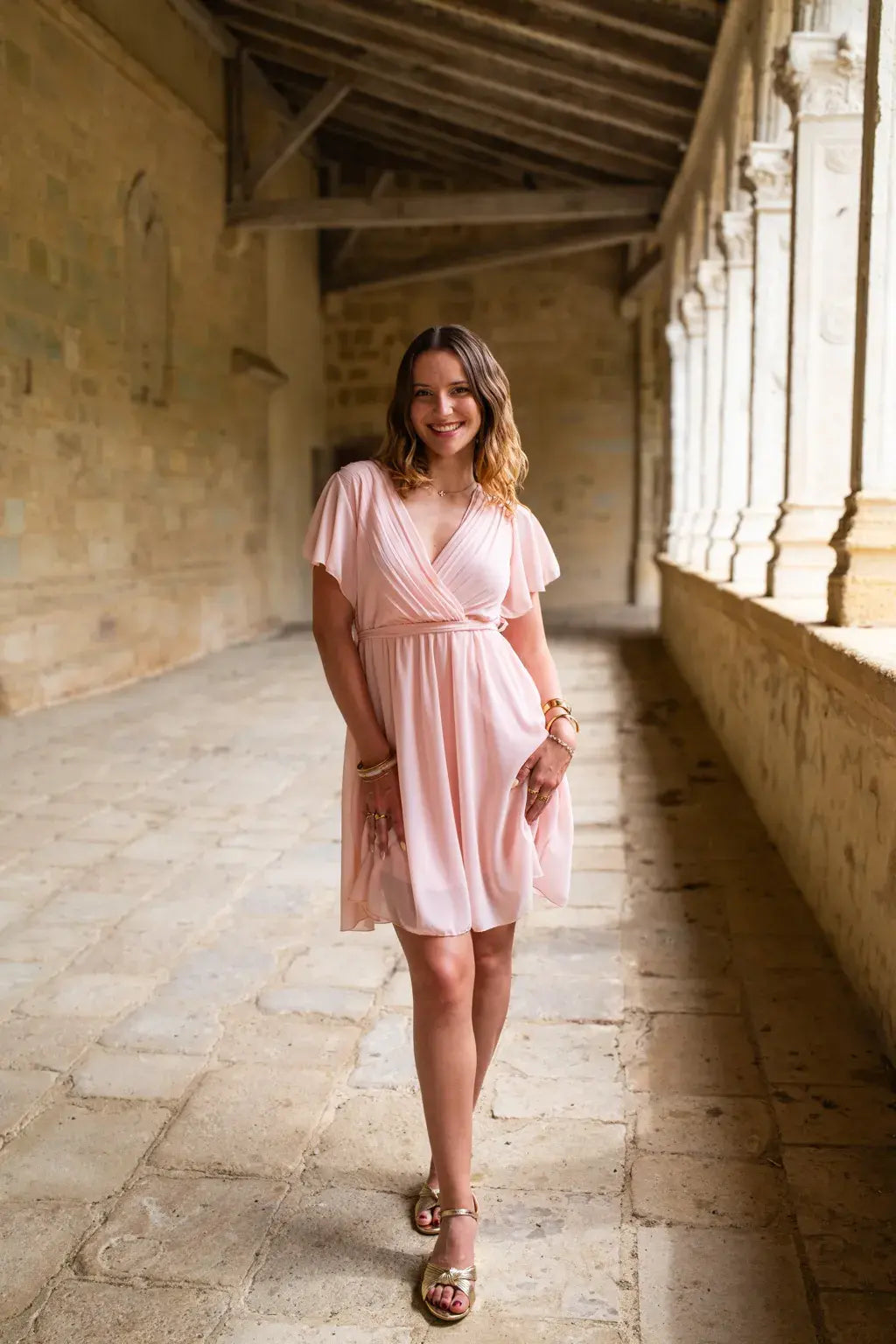 Robe Mila courte rose