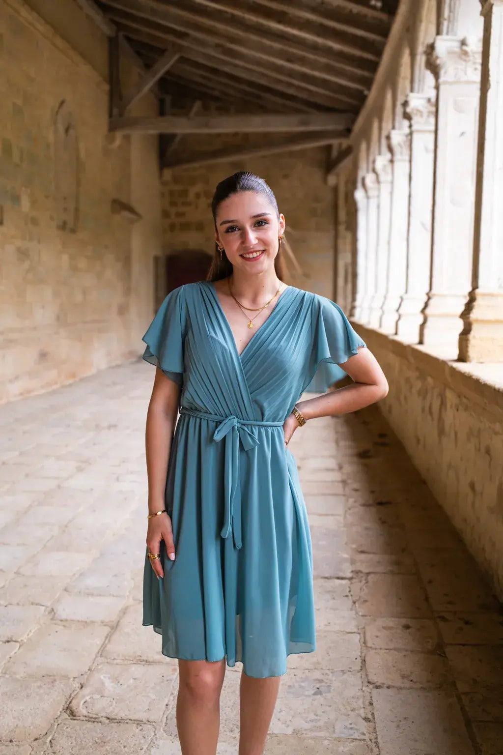 Robe Mila courte céladon