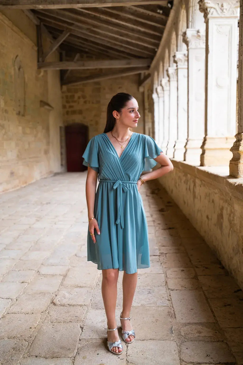 Robe Mila courte céladon