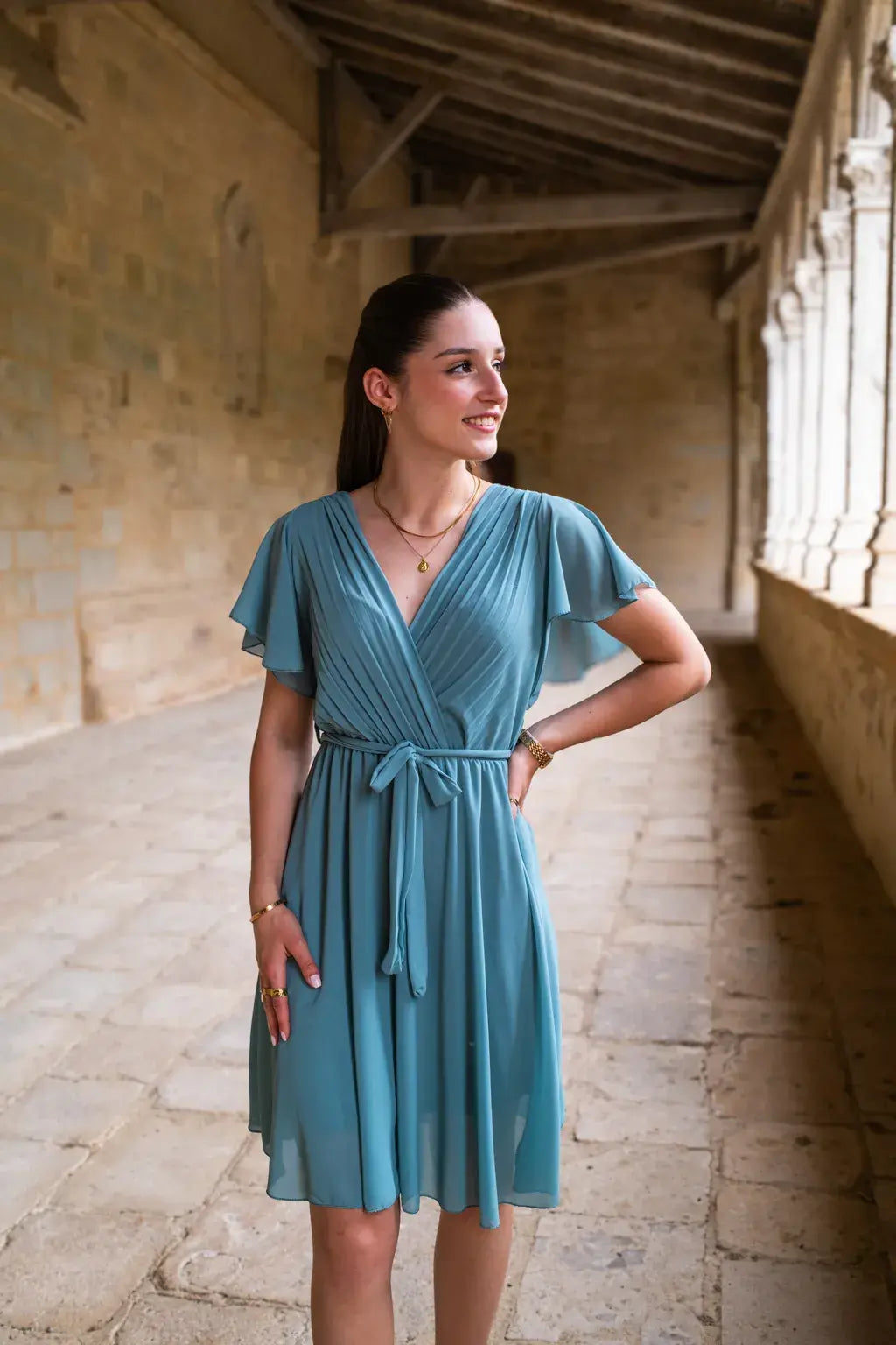 Robe Mila courte céladon