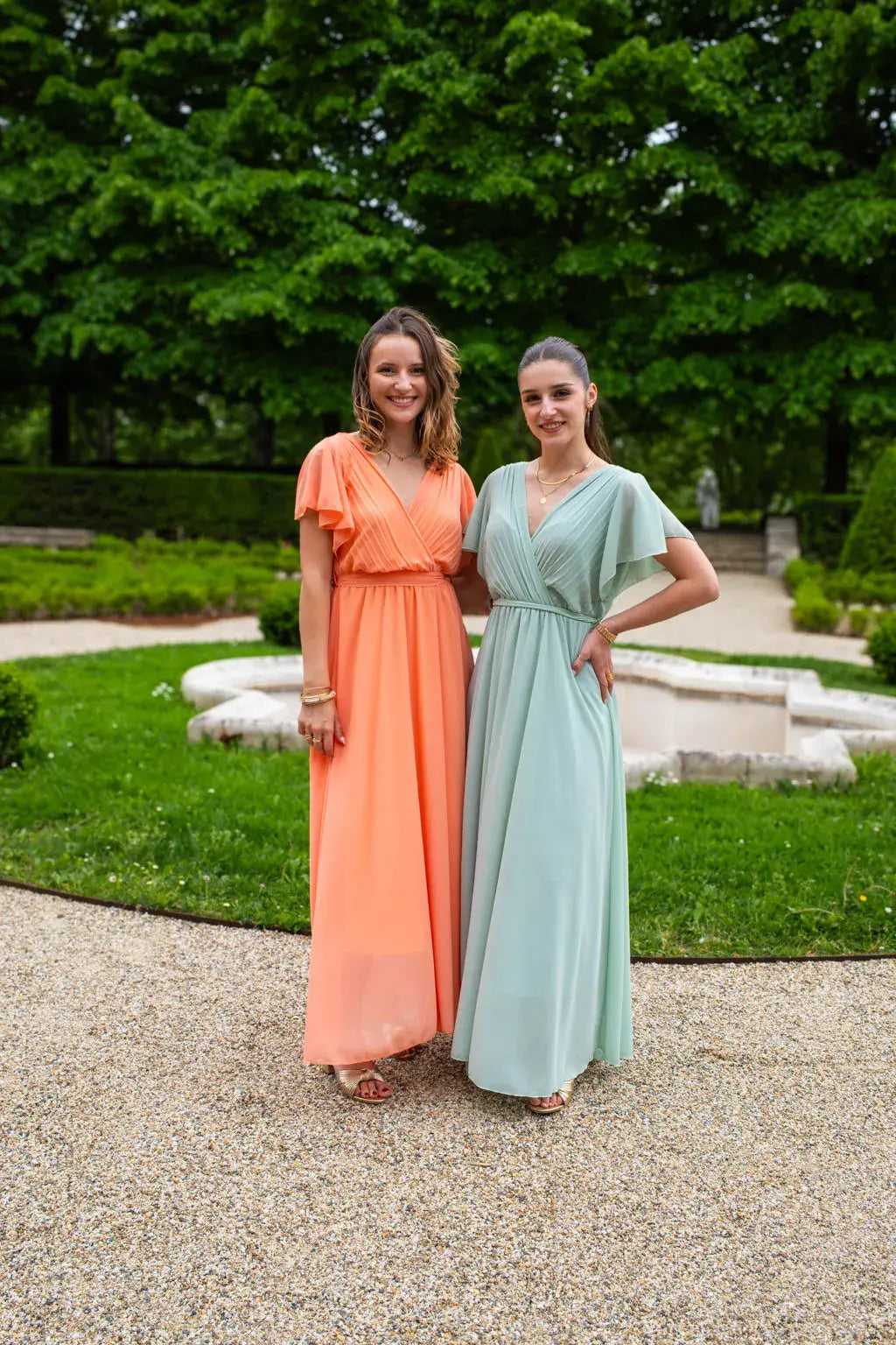 Robe Mila longue vert d'eau