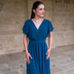 Robe Mila longue bleu canard