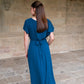 Robe Mila longue bleu canard