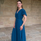 Robe Mila longue bleu canard