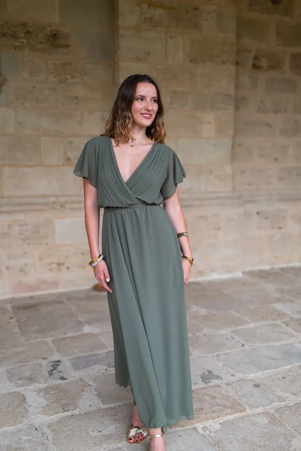 Robe Mila longue kaki