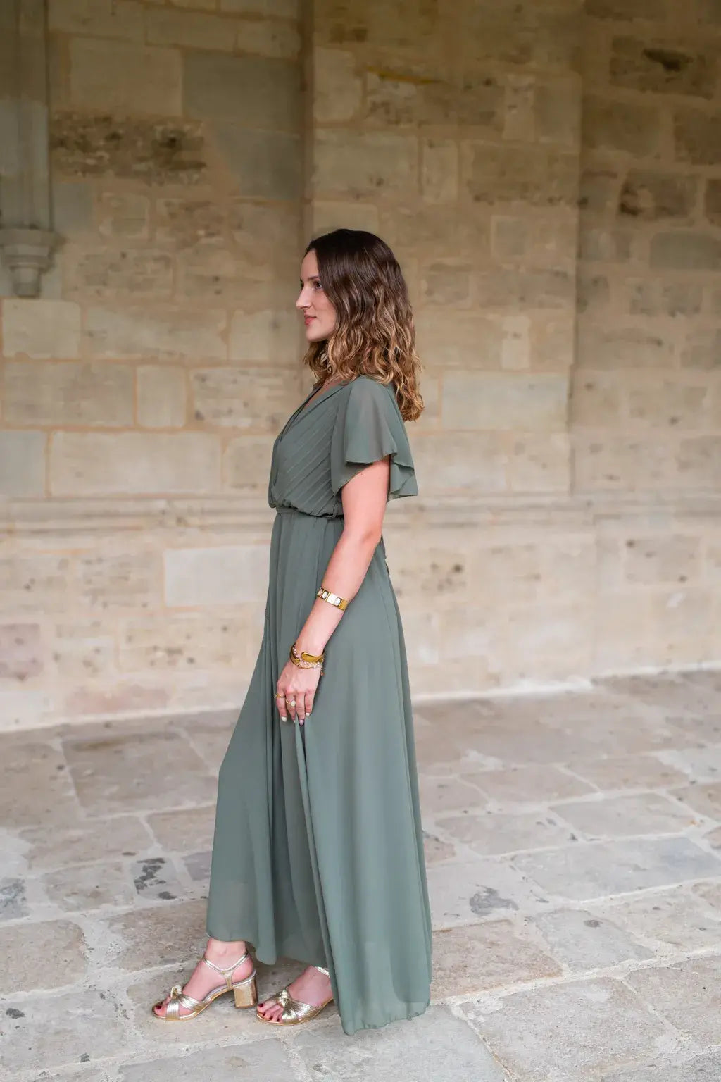 Robe Mila longue kaki