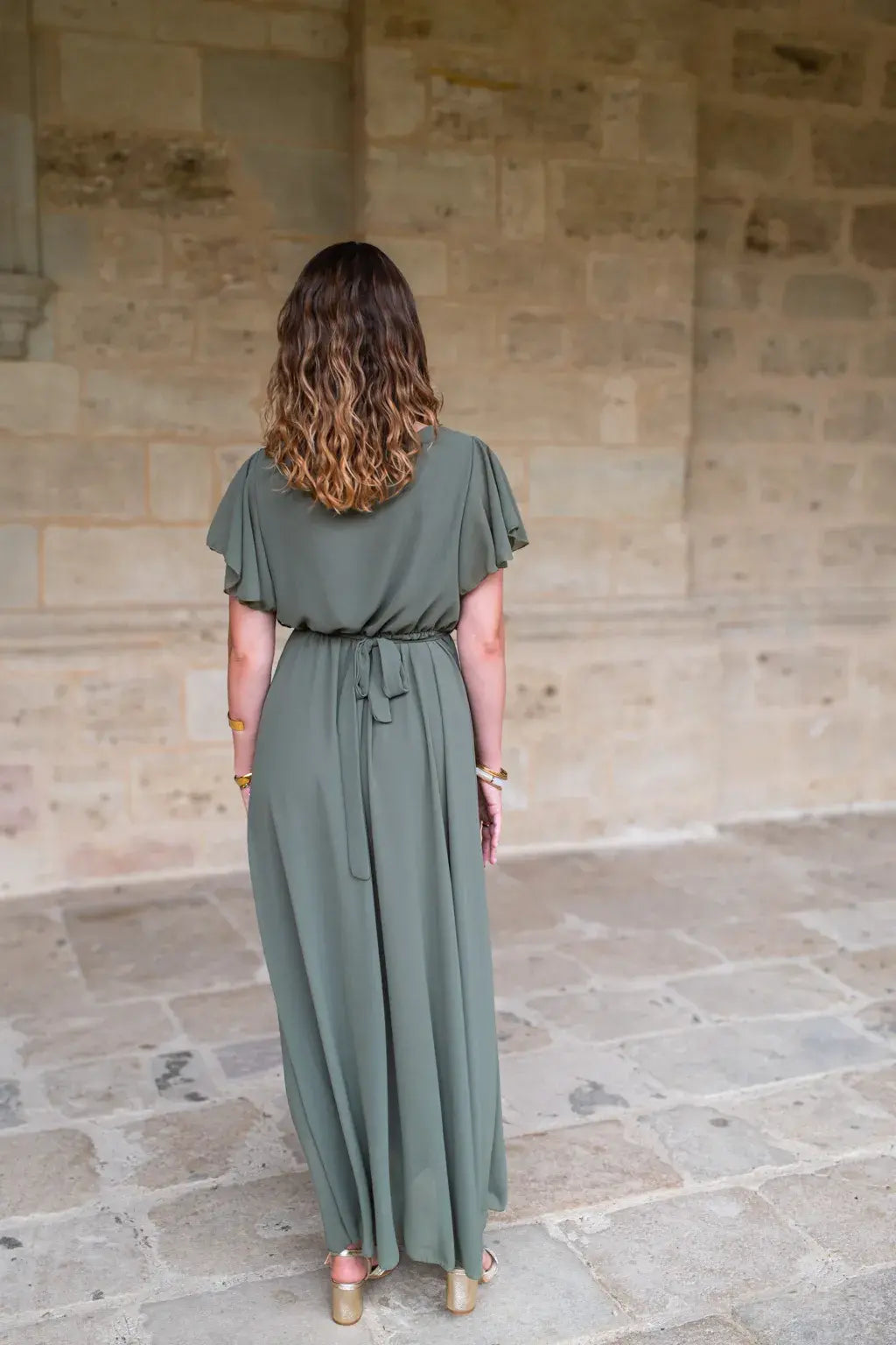 Robe Mila longue kaki