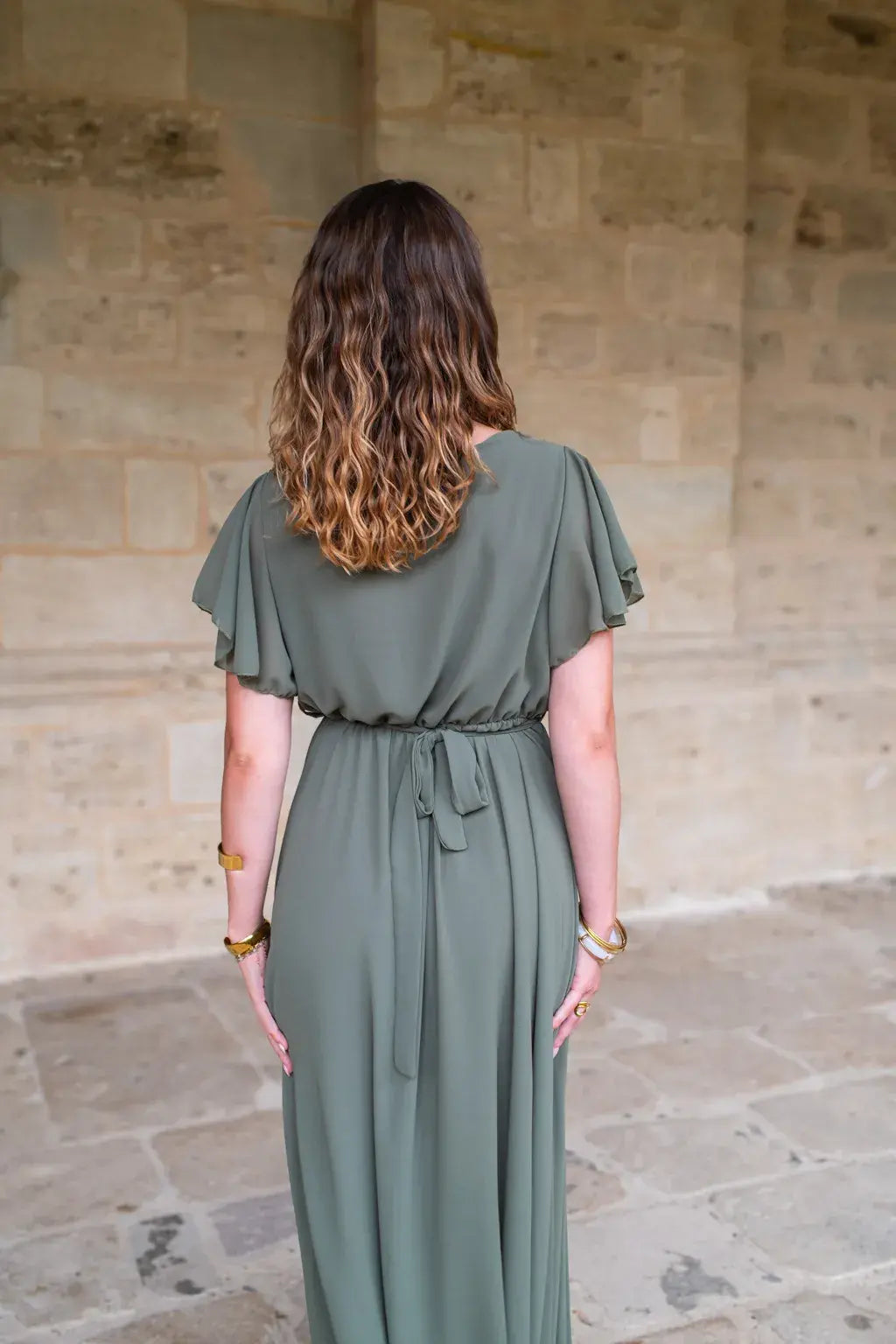 Robe Mila longue kaki