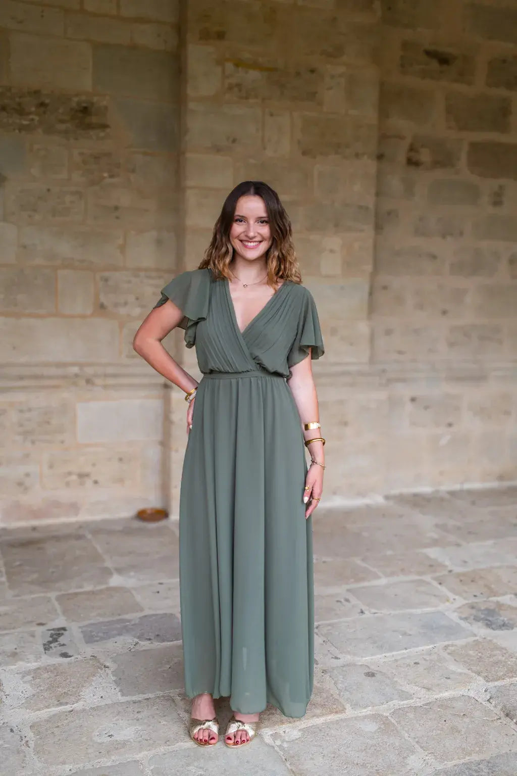 Robe Mila longue kaki