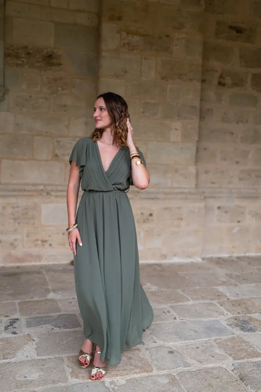 Robe Mila longue kaki