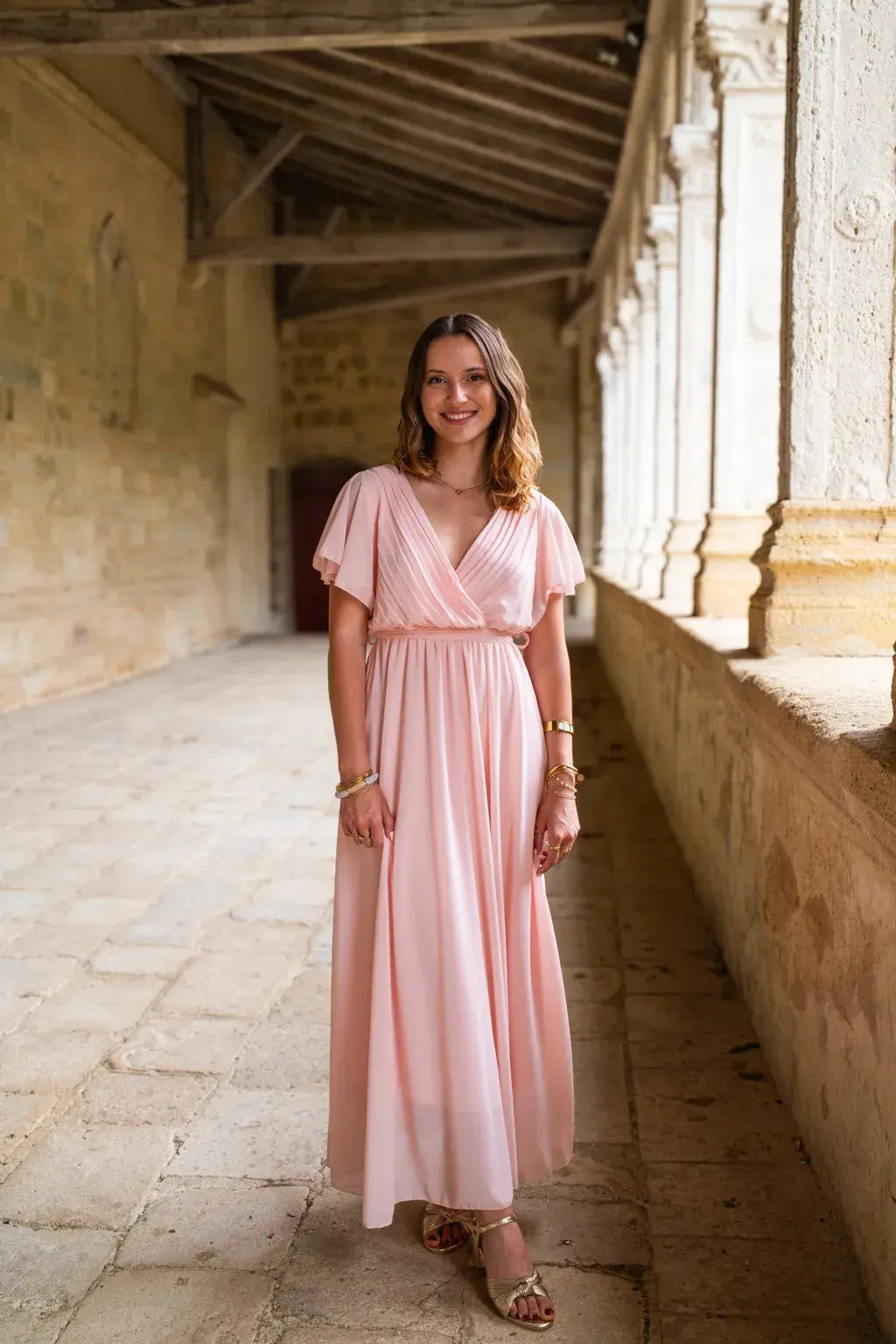 Robe Mila longue rose