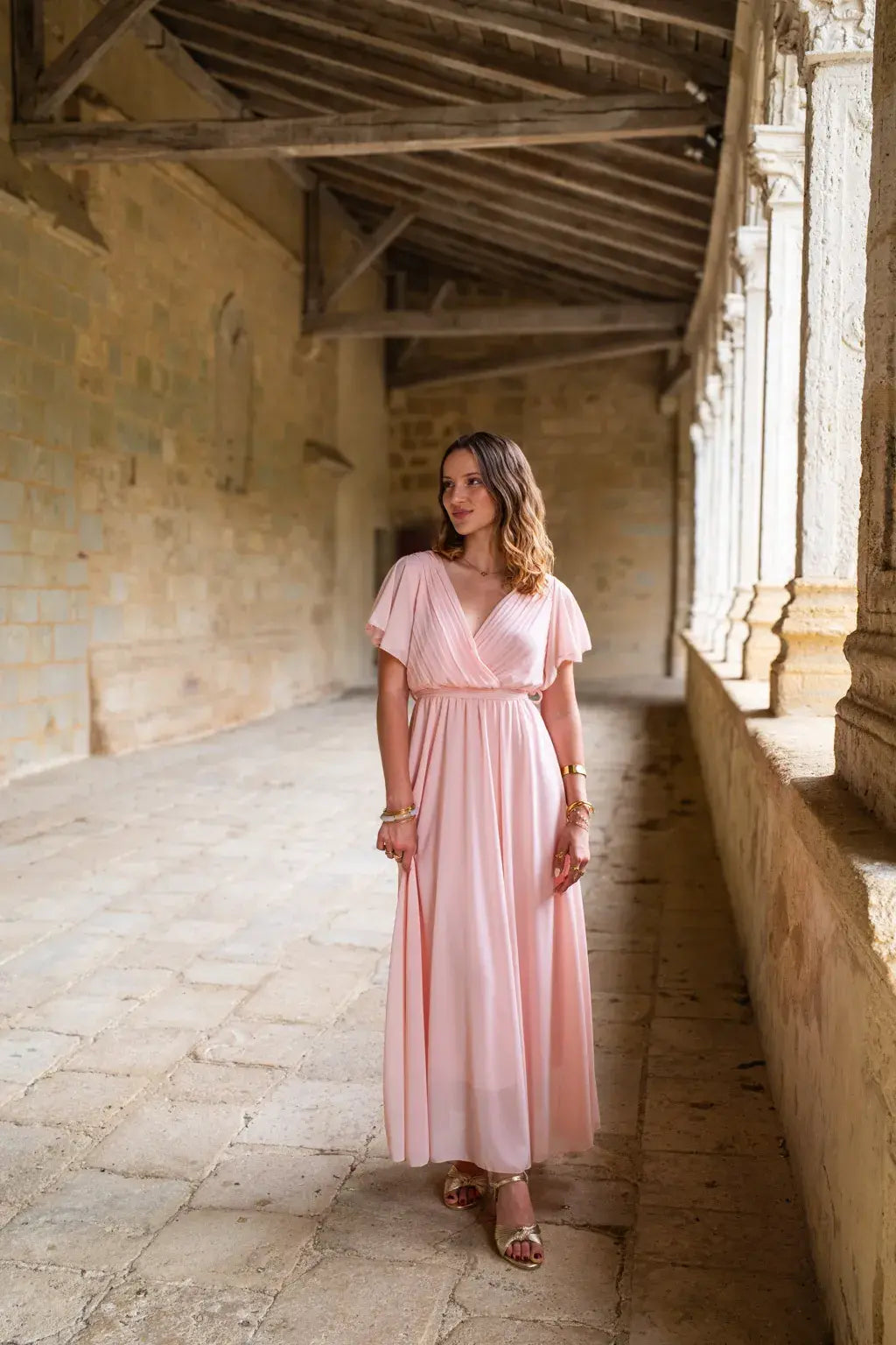 Robe Mila longue rose
