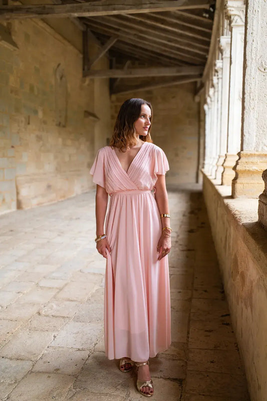 Robe Mila longue rose