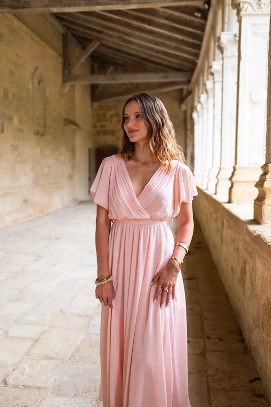 Robe Mila longue rose