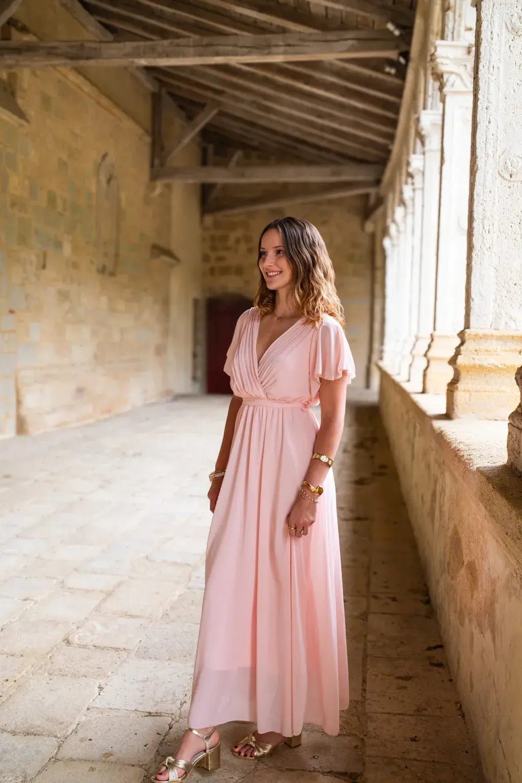 Robe Mila longue rose