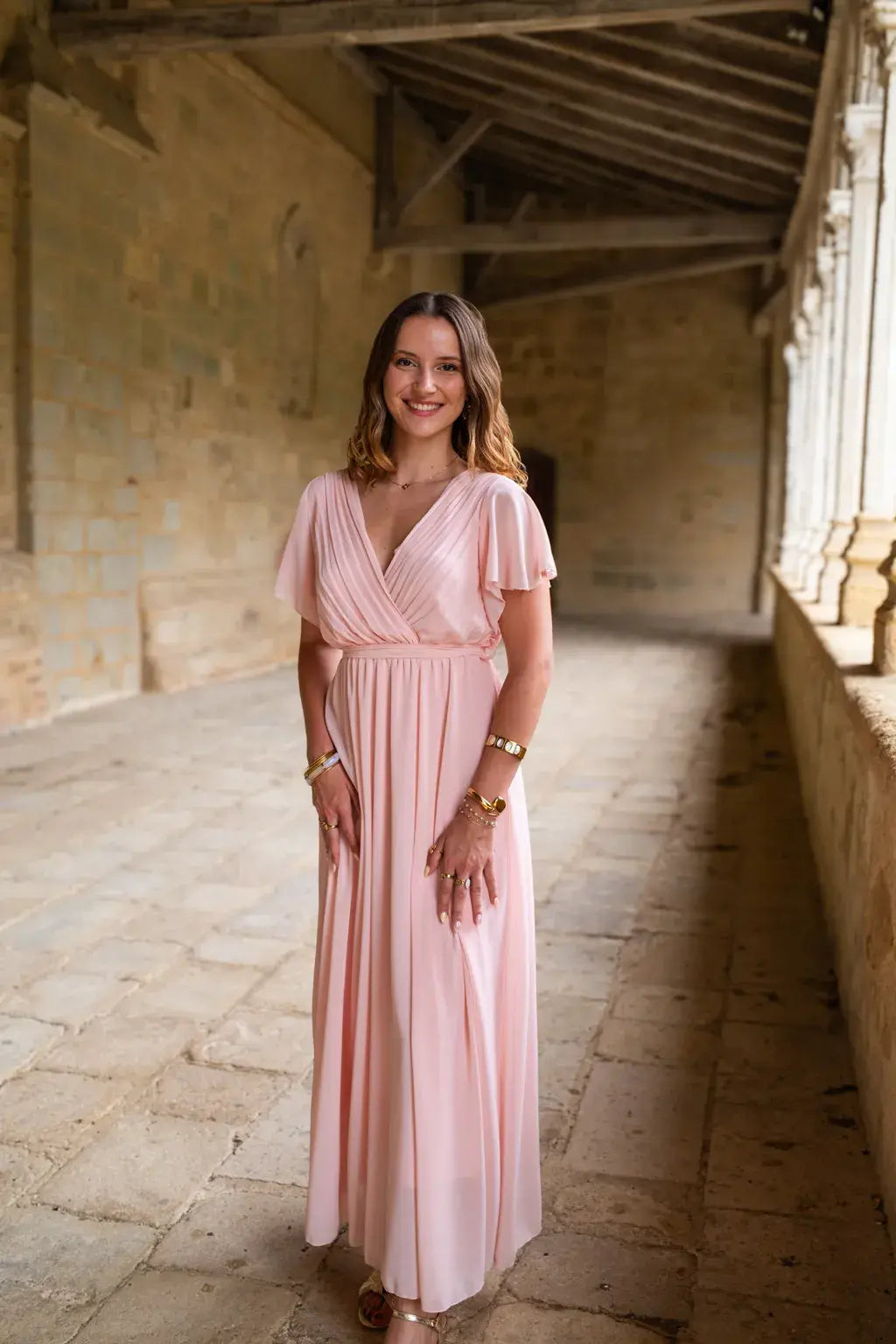 Robe Mila longue rose