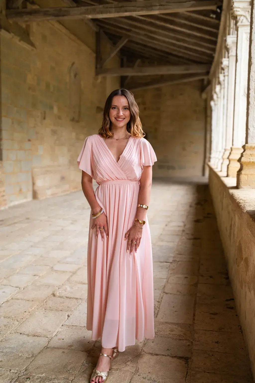 Robe Mila longue rose