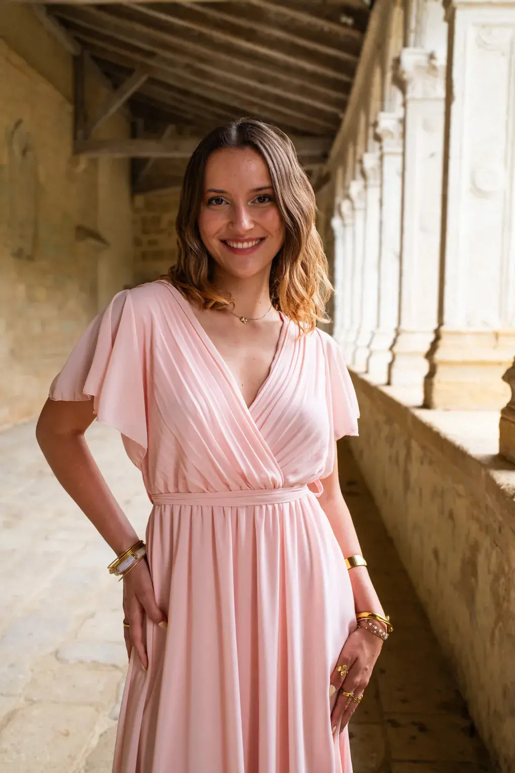 Robe Mila longue rose