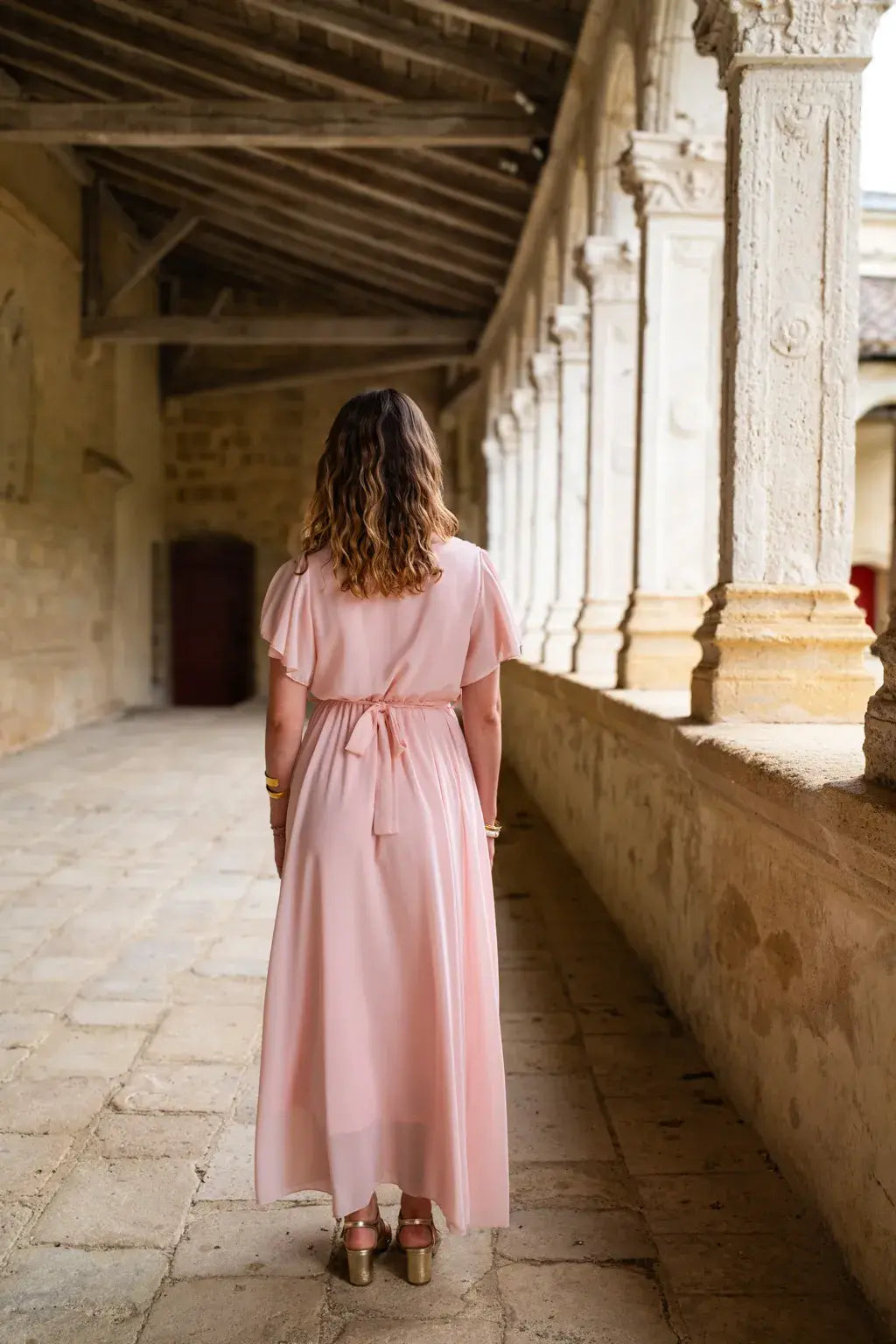 Robe Mila longue rose