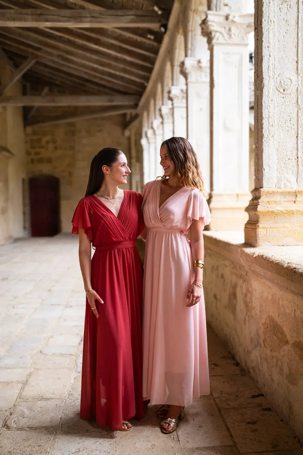 Robe Mila longue vieux rose foncé
