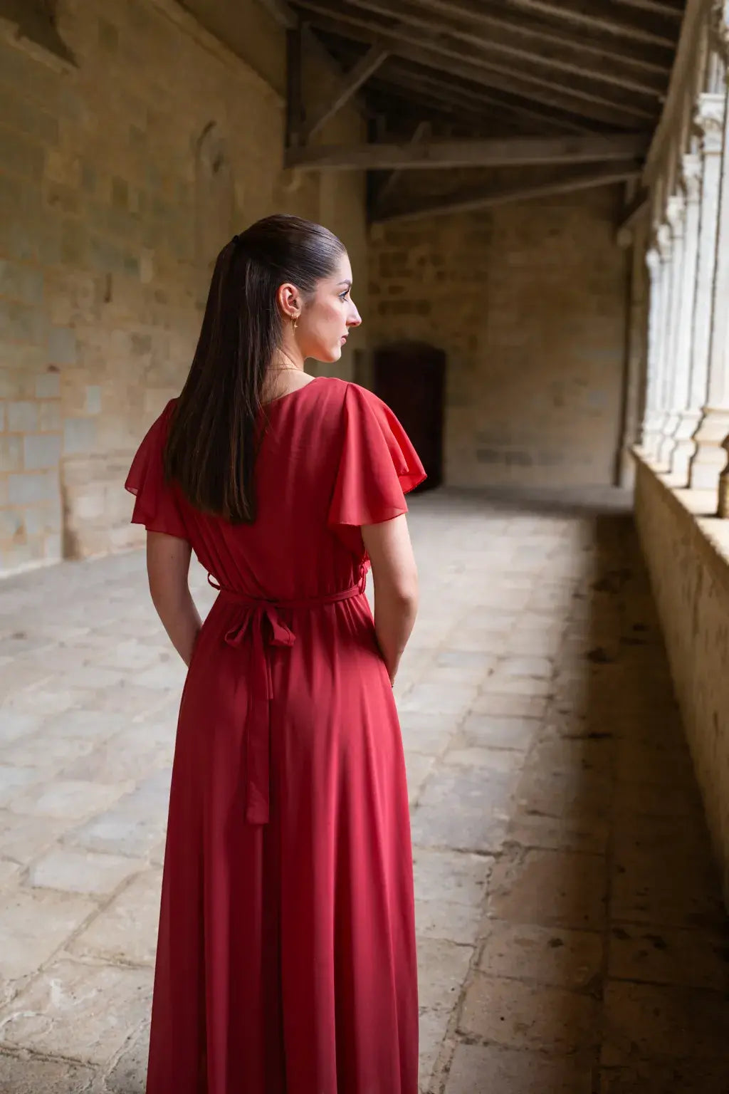 Robe Mila longue vieux rose foncé
