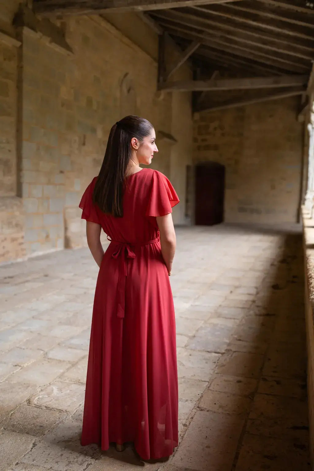 Robe Mila longue vieux rose foncé