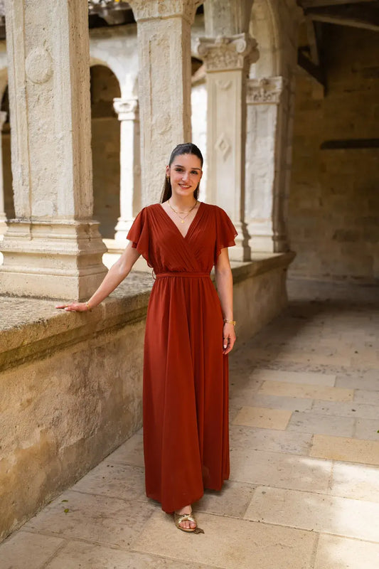 Robe Mila longue terracotta