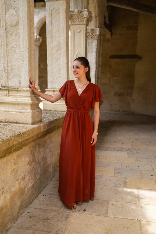 Robe Mila longue terracotta