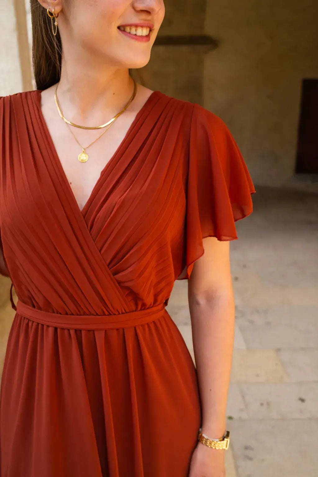 Robe Mila longue terracotta