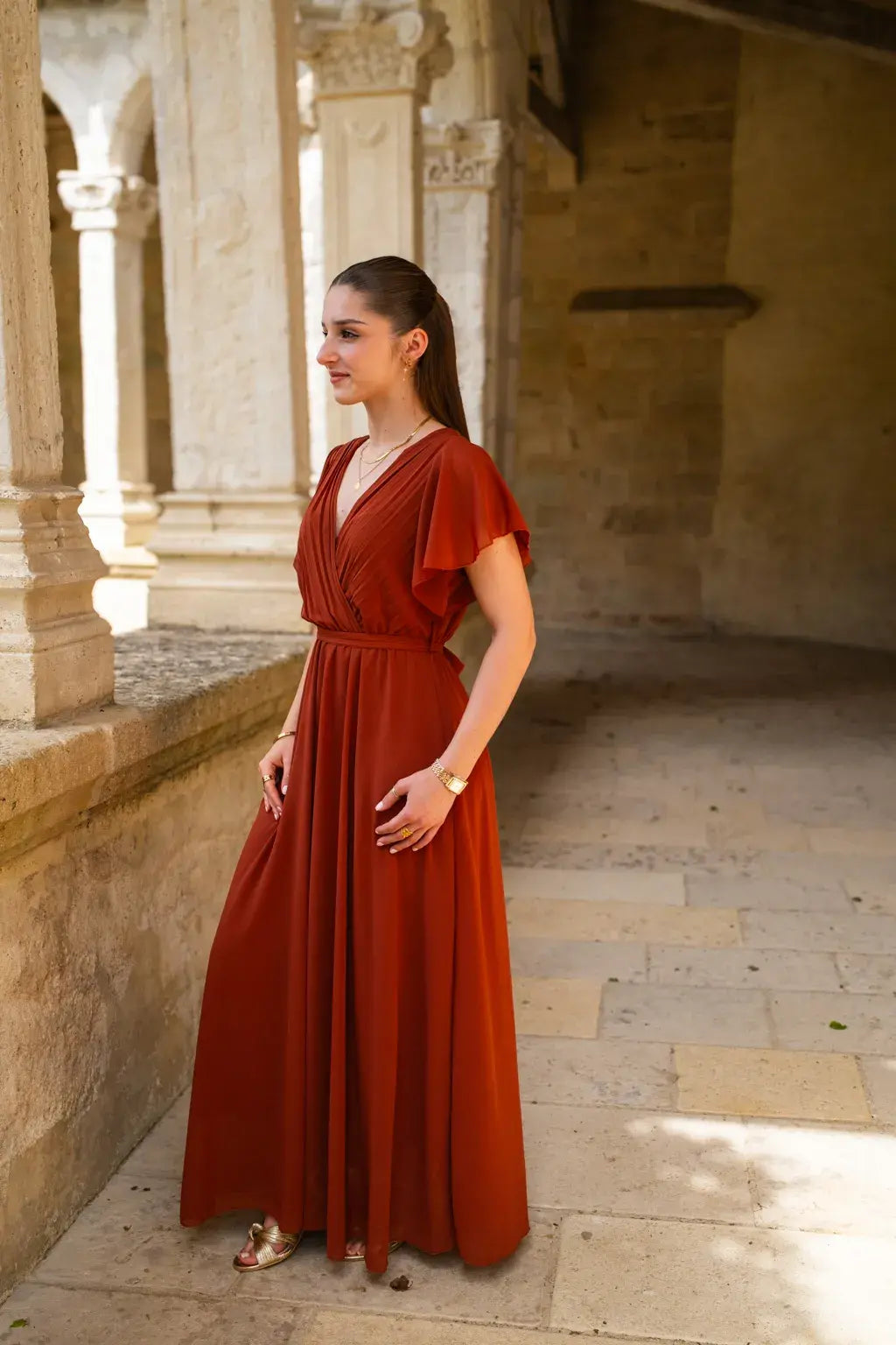 Robe Mila longue terracotta