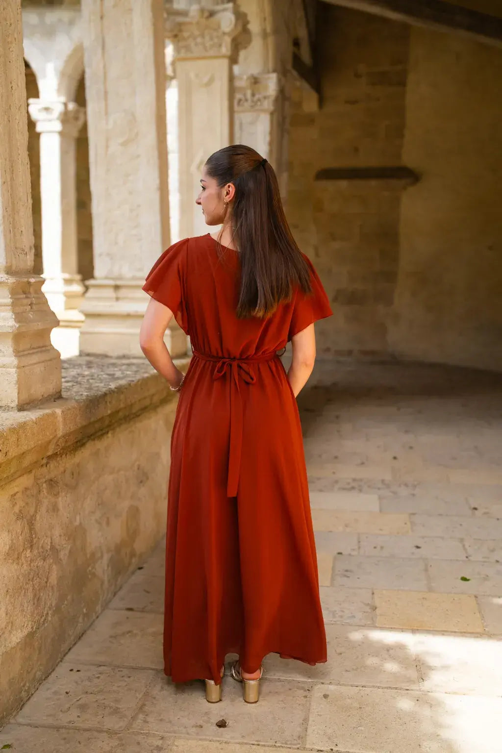 Robe Mila longue terracotta
